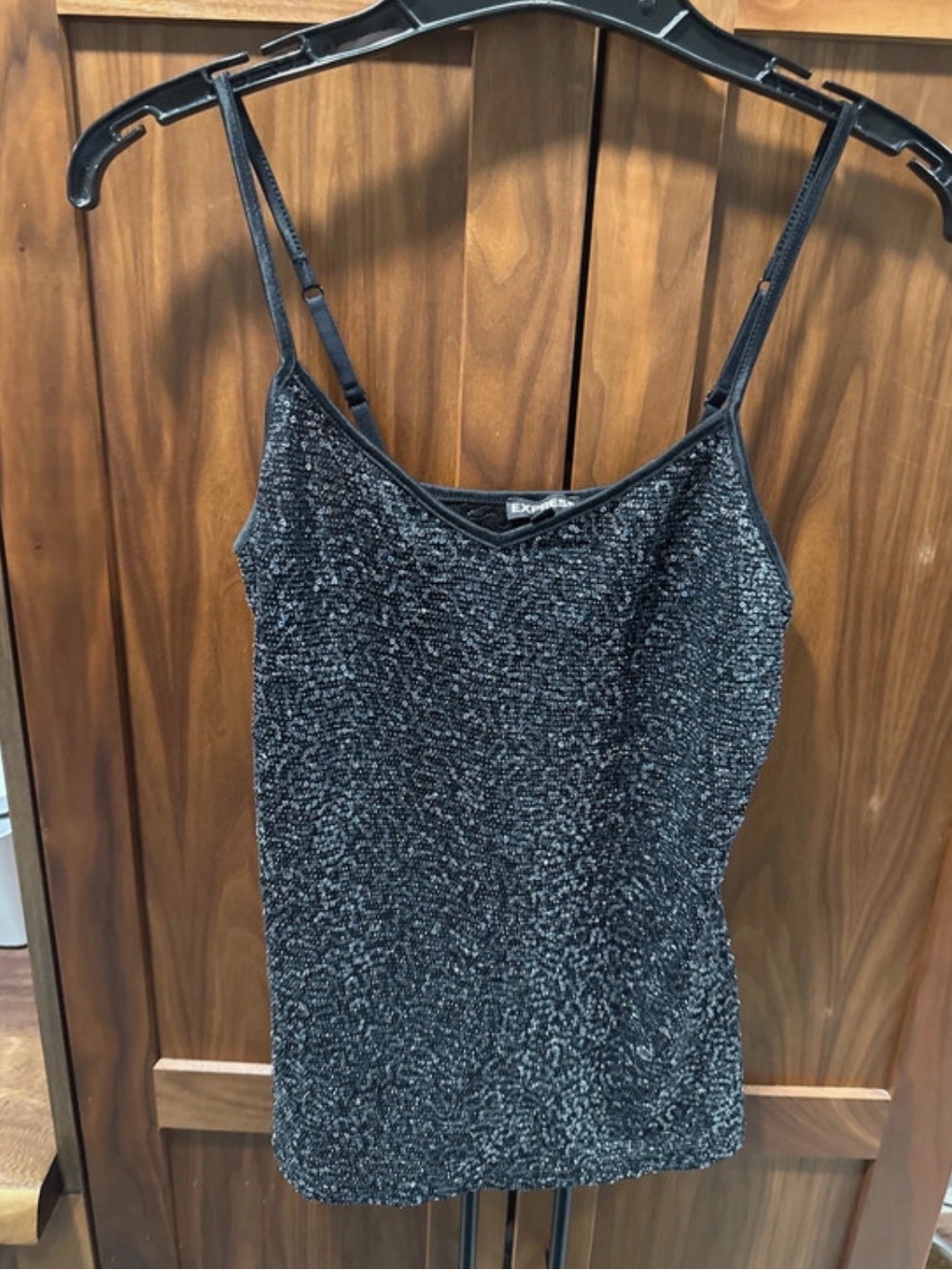 Express Black Glitter Camisole with Adjustable Straps